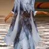 Women's Dress Set Two Piece Dress Shift Dress Midi Dress Dusty Blue Long Sleeve Print Print Summer Spring Crew Neck Stylish Winter Dress Fall Dress Loose Fit 2023 S M L XL XXL 3XL 4XL 5XL -HANA Luxury Wear Shop fwzypx1663919423270