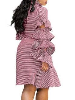 Women's Shirt Dress Sheath Dress Midi Dress Winter Dress Daily Vacation Polyester Cotton Blend Fashion Casual Shirt Collar Lace Up Ruched Long Sleeve Summer Spring Fall 2022 Regular Fit Red Light Blue -HANA Luxury Wear Shop fzknwz1634352966540