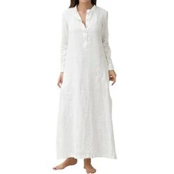Women's Shirt Dress Shift Dress White Dress Maxi Long Dress Winter Dress Daily Fall Dress Polyester Casual Shirt Collar Long Sleeve Spring Fall Winter 2022 Loose Fit Light Blue White Pure Color S M L