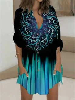 Women's Shirt Dress Casual Dress Shift Dress Mini Dress Outdoor Daily Vacation Polyester Fashion Casual Stand Collar Button Pocket Long Sleeve Summer Spring Fall 2023 Regular Fit Black White Blue -HANA Luxury Wear Shop gbkdas1679382555568