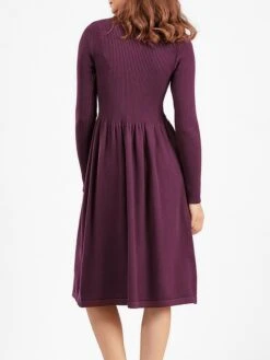 Women's Sweater Dress Jumper Dress Casual Dress Midi Dress Active Plain Outdoor Casual Holiday Vacation Crew Neck Long Sleeve Ruched 2023 Regular Fit Black Blue Purple One Size -HANA Luxury Wear Shop gbkvpa1697537801450
