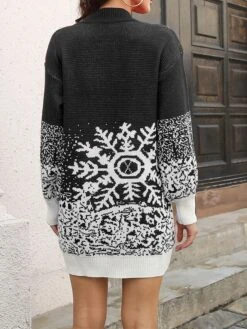 Women‘s Christmas Sweater Dress Jumper Dress Winter Dress Fashion Outdoor Christmas Street Daily Crew Neck Long Sleeve Ruched 2023 Loose Fit Black Red S M L XL -HANA Luxury Wear Shop gcdqnc1694087265748