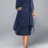 Women's Two Piece Dress Set Party Dress Sequin Dress Party Outdoor Fashion Streetwear Embroidered Sequin Midi Dress Crew Neck 3/4 Length Sleeve Plain Regular Fit Navy Blue Fall Winter S M L XL XXL -HANA Luxury Wear Shop gelyiv1697089229064