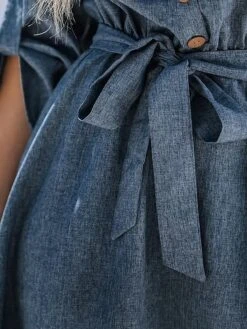 Women's Shirt Dress Casual Dress Midi Dress Outdoor Daily Date Polyester Basic Classic Shirt Collar Lace Up Button Long Sleeve Spring Fall Winter 2023 Loose Fit Navy Blue Pure Color S M L XL -HANA Luxury Wear Shop gfahzg1692180019630