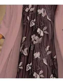 Women's Two Piece Dress Set Casual Dress Chiffon Dress Outdoor Daily Fashion Casual Print Maxi Dress Crew Neck 3/4 Length Sleeve Floral Loose Fit Pink Blue Summer Spring S M L XL XXL -HANA Luxury Wear Shop gmipth1697450802597