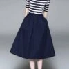 Women's Two Piece Dress Set Casual Dress Skirt Set Daily Going Out Fashion Streetwear Ribbed Print Midi Dress Crew Neck Short Sleeve Stripe Slim Blue Fall S M L XL XXL -HANA Luxury Wear Shop gqryip1693278118163