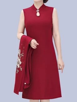 Women's Two Piece Dress Set Print Dress Outdoor Vacation Casual Print Midi Dress Stand Collar Long Sleeve Floral Loose Fit Pink Wine Blue Fall Winter XL XXL XXXL 4XL 5XL -HANA Luxury Wear Shop gsatvu1676524729617