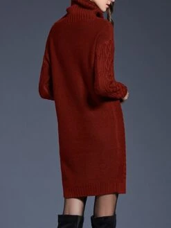 Women's Sweater Dress Jumper Dress Winter Dress Mini Dress Warm Plain Outdoor Daily Holiday Vacation Turtleneck Long Sleeve 2023 Loose Fit White Wine Blue M L XL XXL 3XL -HANA Luxury Wear Shop guyzoc1697711247324