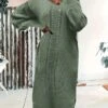 Women's Sweater Dress Jumper Dress Casual Dress Midi Dress Warm Pure Color Outdoor Casual Daily Going Out V Neck Long Sleeve 2023 Loose Fit Green S M L