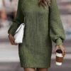 Women's Sweater Dress Jumper Dress Casual Dress Mini Dress Warm Pure Color Outdoor Casual Daily Going Out Turtleneck Long Sleeve 2023 Loose Fit Black White Pink S M L XL XXL