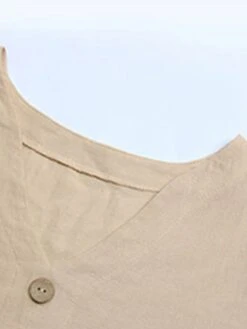 Women's Casual Dress Cotton Linen Dress Mini Dress Linen / Cotton Blend Basic Classic Outdoor Daily Vacation Split Neck Ruffle Button Long Sleeve Fall Winter Autumn 2023 Loose Fit Apricot Plain S M L -HANA Luxury Wear Shop hcmkuo1695014840674