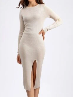 Women's Sweater Dress Jumper Dress Winter Dress Midi Dress Warm Plain Outdoor Daily Vacation Going Out Crew Neck Long Sleeve 2023 Slim Black Sky Blue Green One Size -HANA Luxury Wear Shop hdfyni1697767724939