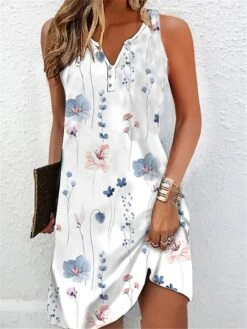 Women's Two Piece Dress Set Casual Dress Print Dress Outdoor Daily Fashion Streetwear Button Print Mini Dress V Neck Short Sleeve Floral Regular Fit Blue Summer Spring S M L XL XXL -HANA Luxury Wear Shop hjubya1687920926445