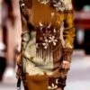 Women's Sweater Dress Winter Dress Jumper Dress Mini Dress Fashion Floral Plaid Color Block Outdoor Daily Date Going Out Crew Neck Long Sleeve Print 2023 Regular Fit Brown S M L XL XXL 3XL