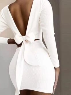 Women‘s Sweater Dress Winter Dress Sheath Dress Mini Dress Black White Pink Long Sleeve Pure Color Backless Spring Fall Winter Crew Neck Fashion Winter Dress Vacation Fall Dress 2023 S M L XL XXL -HANA Luxury Wear Shop hqotnj1632727874177