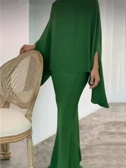 Women's Two Piece Dress Set Casual Dress Skirt Set Daily Going Out Elegant Modern Ruffle Long Dress Maxi Dress Stand Collar Long Sleeve Plain Regular Fit Silver Black White Fall Winter S M L XL XXL -HANA Luxury Wear Shop hqzpsa1693386801818