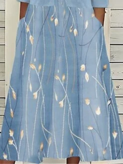 Women's Two Piece Dress Set Casual Dress Print Dress Outdoor Daily Fashion Elegant Pocket Print Midi Dress Crew Neck Half Sleeve Floral Regular Fit Pink Blue Sky Blue Summer Spring S M L XL XXL -HANA Luxury Wear Shop htntwy1680599826234