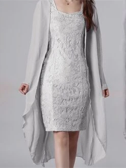 Women's Two Piece Dress Set Casual Dress Lace Dress Outdoor Daily Fashion Streetwear Lace Midi Dress V Neck Long Sleeve Plain Slim Yellow Pink Blue Fall Winter S M L XL XXL -HANA Luxury Wear Shop hzscrc1694596488720