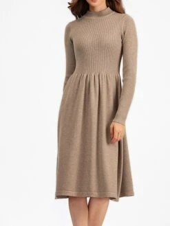 Women's Sweater Dress Jumper Dress Casual Dress Midi Dress Active Plain Outdoor Casual Holiday Vacation Crew Neck Long Sleeve Ruched 2023 Regular Fit Black Blue Purple One Size -HANA Luxury Wear Shop ihkgsz1697537792651