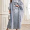 Women's Two Piece Dress Set Party Dress Sheath Dress Party Wedding Guest Fashion Party Embroidered Long Dress Maxi Dress Crew Neck Long Sleeve Print Regular Fit Gray Fall Winter S M L XL