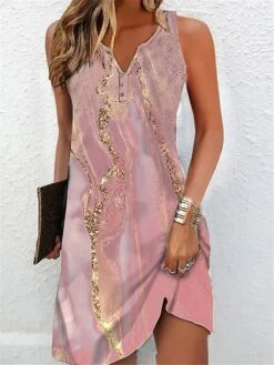 Women's Two Piece Dress Set Casual Dress Print Dress Outdoor Daily Fashion Streetwear Button Print Mini Dress V Neck Short Sleeve Ombre Marble Print Regular Fit Pink Summer Spring S M L XL XXL -HANA Luxury Wear Shop irpbzj1687920898715
