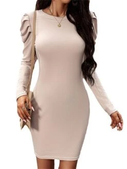 Women's Sweater Dress Winter Dress Jumper Dress Mini Dress Ruffle Ribbed Street Daily Vacation Fashion Streetwear Crew Neck Long Sleeve 2023 Slim Black Green Apricot Color S M L XL XXL Size -HANA Luxury Wear Shop ixhiwe1695807554989