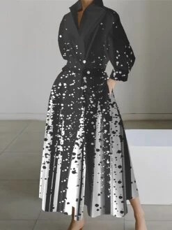 Women's Shirt Dress Casual Dress Swing Dress Maxi Long Dress Outdoor Office Daily Polyester Fashion Modern Shirt Collar Button Pocket Long Sleeve Fall Winter 2023 Loose Fit Black Navy Blue Blue -HANA Luxury Wear Shop izbkrz1693213786389