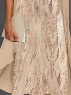 Women's Two Piece Dress Set Shift Dress Swing Dress Outdoor Date Fashion Elegant Print Maxi Dress Crew Neck 3/4 Length Sleeve Floral Loose Fit Khaki Fall Spring S M L XL XXL -HANA Luxury Wear Shop izcwmq1672827408682