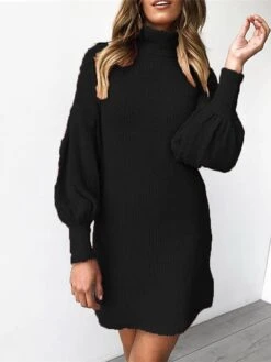 Women‘s Sweater Dress Winter Dress Knit Dress Mini Dress Black Yellow Pink Long Sleeve Pure Color Knit Spring Fall Winter Hooded Fashion Loose Fit 2023 S M L XL XXL 3XL -HANA Luxury Wear Shop izstef1669023434104