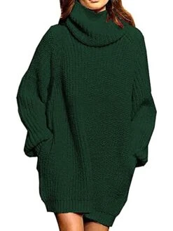 Women‘s Sweater Dress Winter Dress Burnt Orange Dress Wine Red Green Black Blue Khaki Orange Brown Gray White Long Sleeve Pure Color Winter Fall Turtleneck Casual Fit S M L XL -HANA Luxury Wear Shop jaguha1617254928711