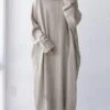 Women‘s Sweater Dress Winter Dress Shift Dress Long Dress Maxi Dress Beige Black Long Sleeve Pure Color Ruched Winter Fall Turtleneck Casual One-Size