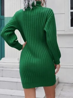 Women's Sweater Dress Jumper Dress Casual Dress Mini Dress Warm Pure Color Outdoor Casual Daily Going Out Turtleneck Long Sleeve 2023 Loose Fit Yellow Green S M L -HANA Luxury Wear Shop jflxbz1695643292071