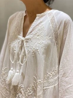 Women's Casual Dress Cotton Linen Dress Swing Dress Maxi Long Dress Linen Basic Classic Outdoor Daily Vacation V Neck Ruched Long Sleeve Spring Fall Winter 2023 Loose Fit White Plain One-Size -HANA Luxury Wear Shop jgcvok1692340889701