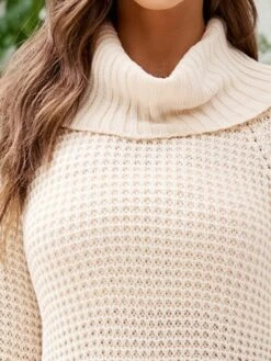 Women's Sweater Dress Winter Dress Jumper Dress Mini Dress Split Daily Date Going Out Active Fashion Turtleneck Long Sleeve 2023 Loose Fit Dark Blue Beige Color S M L XL Size -HANA Luxury Wear Shop jhokvx1692857068010