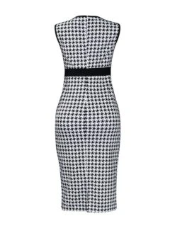 Women's Two Piece Dress Set Casual Dress Sheath Dress Daily Going Out Streetwear Modern Print Midi Dress Crew Neck Long Sleeve Houndstooth Regular Fit Black Fall Winter S M L XL XXL -HANA Luxury Wear Shop jjlqbq1695194342414