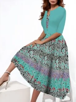 Women's Two Piece Dress Set Casual Dress Tank Dress Outdoor Daily Fashion Streetwear Pocket Print Midi Dress V Neck 3/4 Length Sleeve Floral Regular Fit Yellow Pink Red Summer Spring S M L XL XXL -HANA Luxury Wear Shop jkgdlx1690546655408