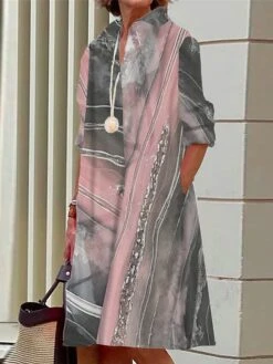 Women's Shirt Dress Casual Dress Midi Dress Outdoor Office Daily Polyester Fashion Modern Shirt Collar Button Pocket Long Sleeve Summer Spring Fall 2023 Loose Fit Light Pink Pink Dark Pink Ombre S M -HANA Luxury Wear Shop jmgwtj1690436732484