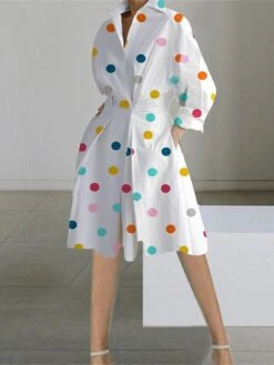 Women's Shirt Dress Casual Dress Swing Dress Midi Dress Outdoor Daily Vacation Polyester Fashion Casual Shirt Collar Button Pocket Long Sleeve Spring Fall Winter 2023 Loose Fit Black White Yellow -HANA Luxury Wear Shop jnjgfo1695027660433