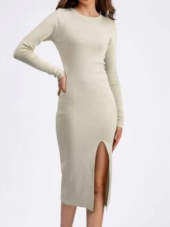 Women's Sweater Dress Jumper Dress Winter Dress Midi Dress Warm Plain Outdoor Daily Vacation Going Out Crew Neck Long Sleeve 2023 Slim Black Sky Blue Green One Size -HANA Luxury Wear Shop jppcyn1697767723856