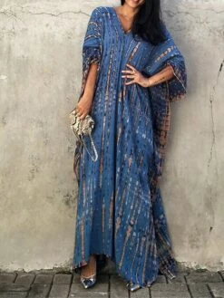 Women's Casual Dress Cotton Linen Dress White Dress Midi Dress Cotton Basic Classic Outdoor Daily Vacation V Neck Print Short Sleeve Spring Fall Winter 2023 Loose Fit White Blue Green Plain One-Size -HANA Luxury Wear Shop jzqisw1692341154600