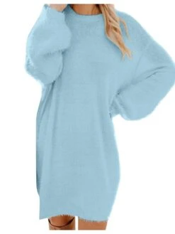 Women‘s Sweater Dress Winter Dress Shift Dress Black Blue Purple Gold Pink Yellow Red Brown Beige Light Blue Long Sleeve Pure Color Patchwork Winter Fall Crew Neck Turtleneck Hot Casual Fall Dress -HANA Luxury Wear Shop jzxewy1601357438228