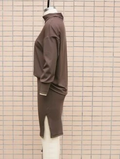 Women's Two Piece Dress Set Casual Dress Skirt Set Outdoor Daily Fashion Streetwear Split Ribbed Midi Dress Turtleneck Long Sleeve Plain Loose Fit Black Brown Beige Fall Winter S M L XL -HANA Luxury Wear Shop kfwgej1694596421109