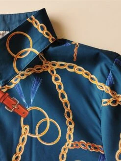 Women's Shirt Dress Sheath Dress Maxi Long Dress Winter Dress Daily Date Polyester Fashion Formal Shirt Collar Lace Up Button Long Sleeve Winter Fall Spring 2022 Slim Green Print S M L XL XXL -HANA Luxury Wear Shop kmvwcg1631865786297