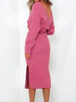 Women‘s Christmas Sweater Dress Jumper Dress Winter Dress Fashion Outdoor Christmas Street Daily V Neck Long Sleeve Lace Up Split 2023 Slim Black Red Fuchsia S M L XL 27 Women‘s Christmas Sweater Dress Jumper Dress Winter Dress Fashion Outdoor Christmas Street Daily V Neck Long Sleeve Lace Up Split 2023 Slim Black Red Fuchsia S M L XL -HANA Luxury Wear Shop korcbv1694088669808