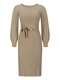 Women's Sweater Dress Jumper Dress Casual Dress Midi Dress Fashion Plain Outdoor Daily Going Out Crew Neck Long Sleeve Ruched 2023 Regular Fit Black Green Khaki S M L XL XXL -HANA Luxury Wear Shop kowrxh1694427784111