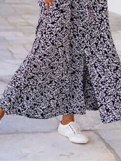 Women's Shirt Dress Casual Dress Midi Dress Outdoor Daily Vacation Polyester Fashion Modern Shirt Collar Pocket Split 3/4 Length Sleeve Summer Spring Fall 2023 Loose Fit Black Floral S M L XL 2XL -HANA Luxury Wear Shop koyggj1682576012109