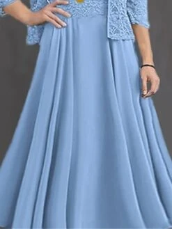 Women's Two Piece Dress Set Casual Dress Lace Dress Outdoor Daily Fashion Elegant Lace Patchwork Midi Dress Crew Neck 3/4 Length Sleeve Plain Regular Fit Blue Fall Winter S M L XL XXL -HANA Luxury Wear Shop kresib1693534946693