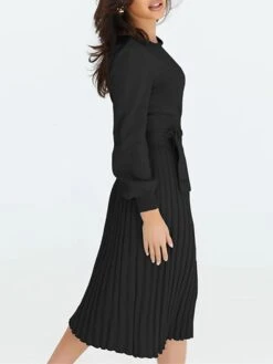 Women‘s Sweater Dress Winter Dress Bodycon Knee Length Dress Black Dark Green Khaki Long Sleeve Pure Color Lace Up Fall Winter Autumn Crew Neck Elegant Winter Dress Fall Dress 2023 S M L XL XXL -HANA Luxury Wear Shop krpfpi1657786351448