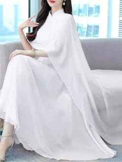 Women's Two Piece Dress Set Casual Dress Outdoor Daily Streetwear Modern Ruched Midi Dress V Neck 3/4 Length Sleeve Plain Regular Fit White Light Green Dark Pink Summer Spring S M L XL XXL -HANA Luxury Wear Shop kuwdcj1678430738135