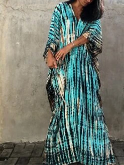 Women's Casual Dress Cotton Linen Dress White Dress Midi Dress Cotton Basic Classic Outdoor Daily Vacation V Neck Print Short Sleeve Spring Fall Winter 2023 Loose Fit White Blue Green Plain One-Size -HANA Luxury Wear Shop kwdkcz1692341157721